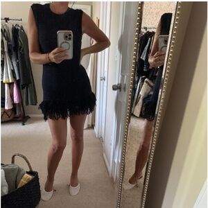 ZARA FRINGED CHECKERED KNIT DRESS